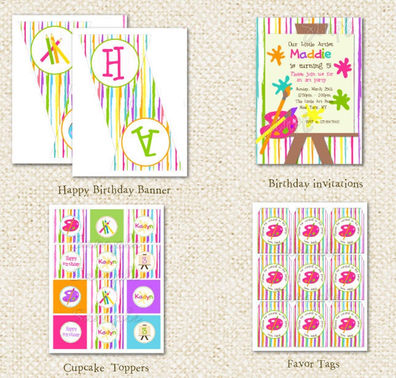 Art Painting Party DIY Printable Personalized Birthday Party Package Party Pack