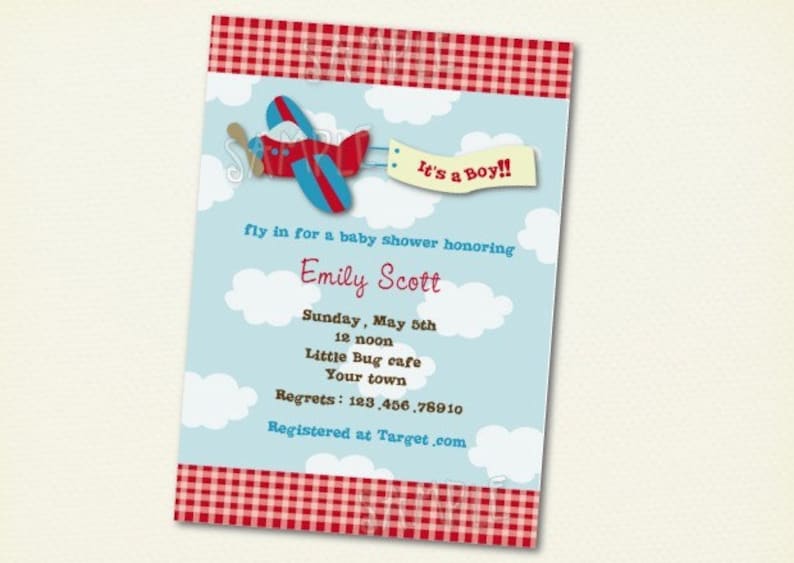 Airplane Baby Shower Invitations Etsy Airplane Baby Shower Invitations Etsy