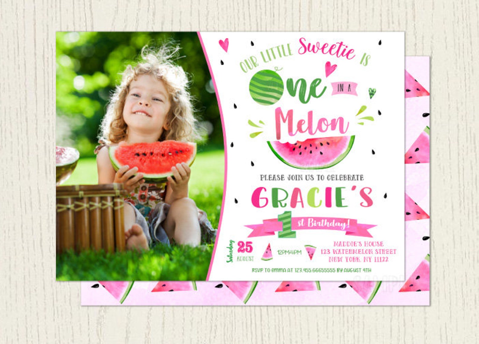 Watermelon Birthday Invitations Watermelon Invitations Etsy