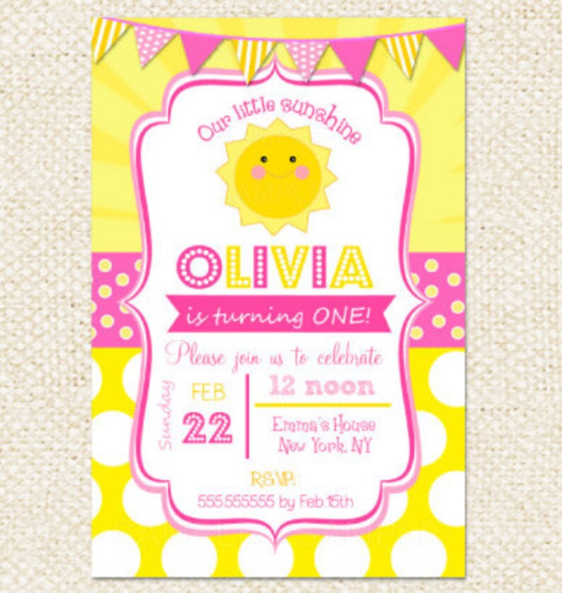Sunshine Birthday Invitations You Are My Sunshine Invitations Etsy