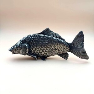 Zinn Karpfen Serviettenhalter, Vintage Fisch Tisch Dekor, Metall Serviettenring Halter, Angeln Geschenk