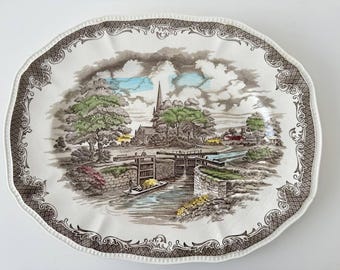 Vintage Kensington  Shakespeare’s Sonnets  Ironstone Platter, Anne Hathaway’s Cottage, brown transferware, Christmas, gift
