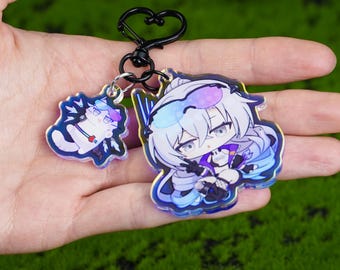 Honkai: Star Rail Silver Wolf Acrylic Keychain | Double Charm Iridescent Bag Accessory for Trailblazers & Fans
