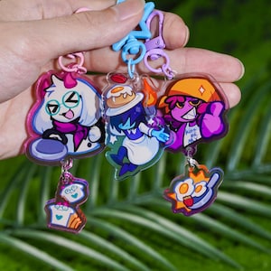 Deltarune-inspirerad köksnyckelring | Deltarune-nyckelringar | Akrylnyckelringar, Fun Gang Kris Susie Ralsei Charm-nyckelring, present till henne