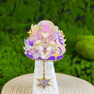 Honkai: Star Rail Cyrene Enamel Pin - Holographic Star Dangle Brooch for Bag, Jacket & Fandom Accessory|Gift for Her