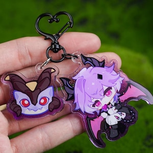 Genshin Impact Durin & Bat Companion Glitter Akryl Nyckelringsset --Temaberlock för Fandom-fans, present till henne