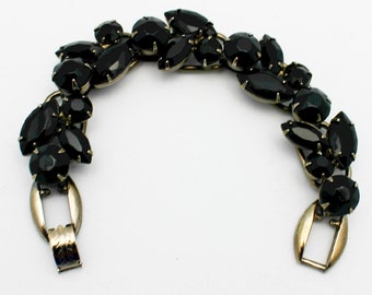 Vintage Juliana Black Glass Five Link Bracelet