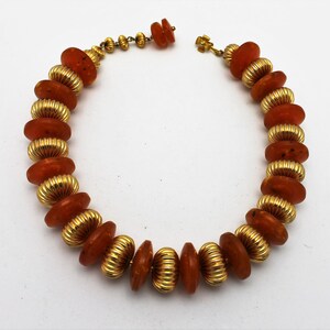 Vintage Necklace Faux Amber and Gold Beads image 3