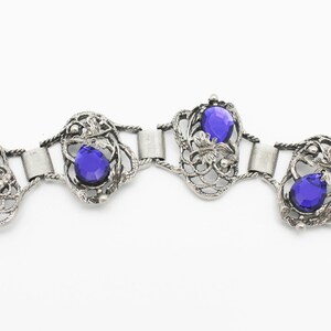 Deco Style Vintage Blue and Silvertone Bracelet image 4