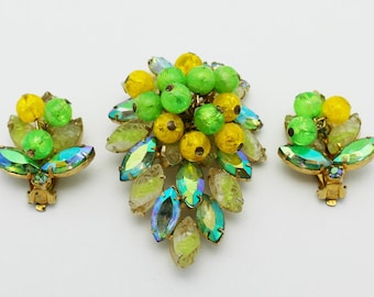 Vintage Lime and Lemon Brooch Set