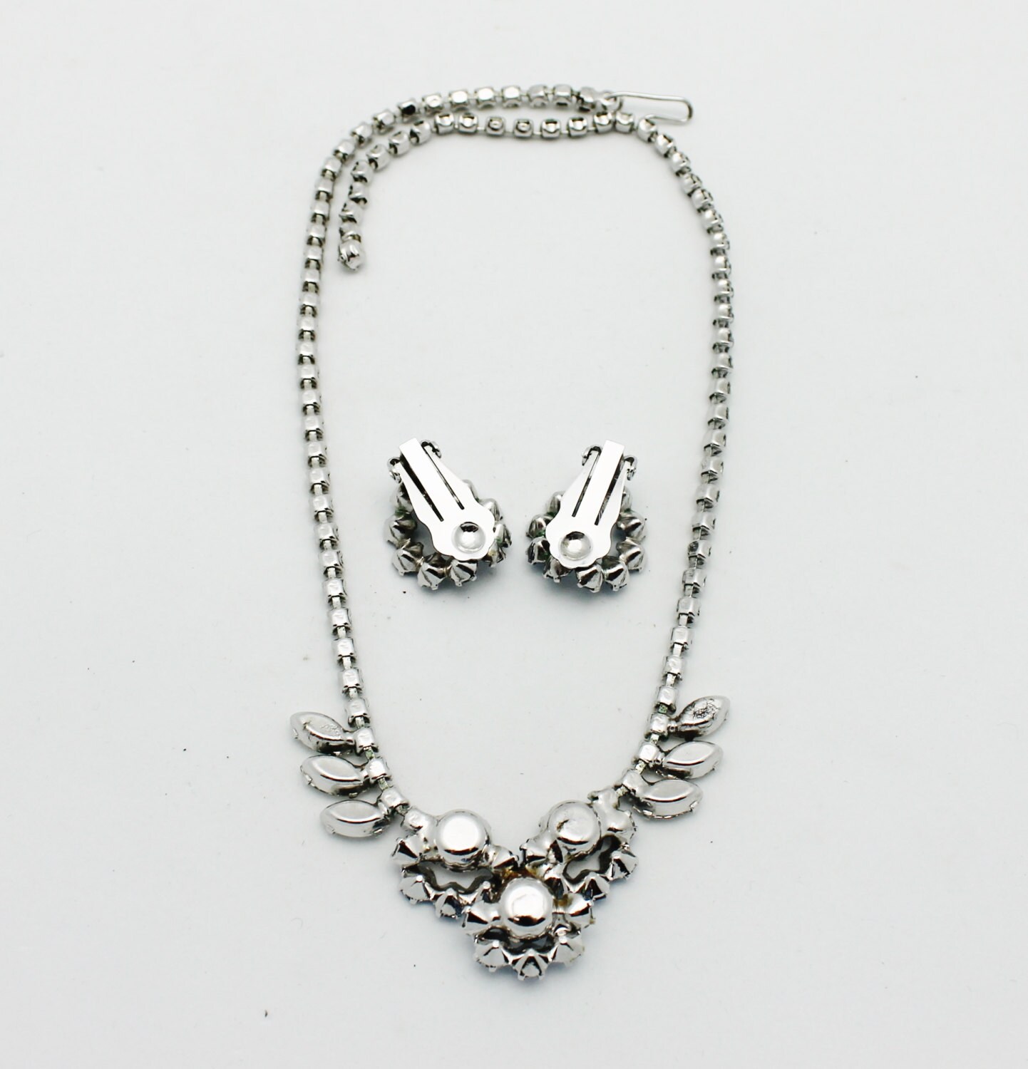 Vintage Necklace Set Baby Blue and Clear Rhinestones Etsy