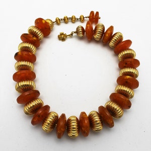 Vintage Necklace Faux Amber and Gold Beads image 2