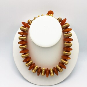 Vintage Necklace Faux Amber and Gold Beads image 1