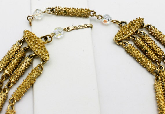 Vintage Vendome Necklace Textured Gold and Crysta… - image 3