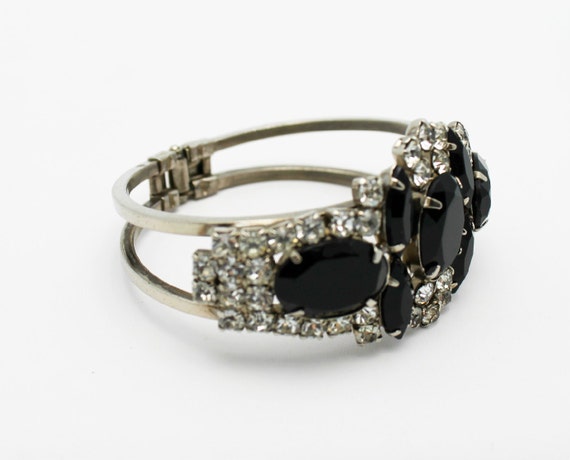 Classic Vintage D & E Clamper Bracelet Black and … - image 4