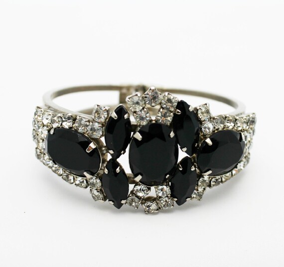 Classic Vintage D & E Clamper Bracelet Black and … - image 3