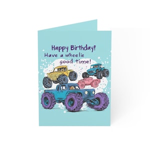 Verjaardagskaarten - set van 1, 10, 30, 50 stuks, leuke kaarten, unieke verjaardagswensen, kinderverjaardag, monstertruckthema
