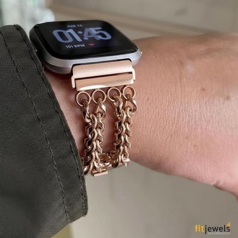 For Fitbit Versa / Sense, LILO watch strap – silver, black, gold, or rose gold – stainless steel – hypoallergenic image 3
