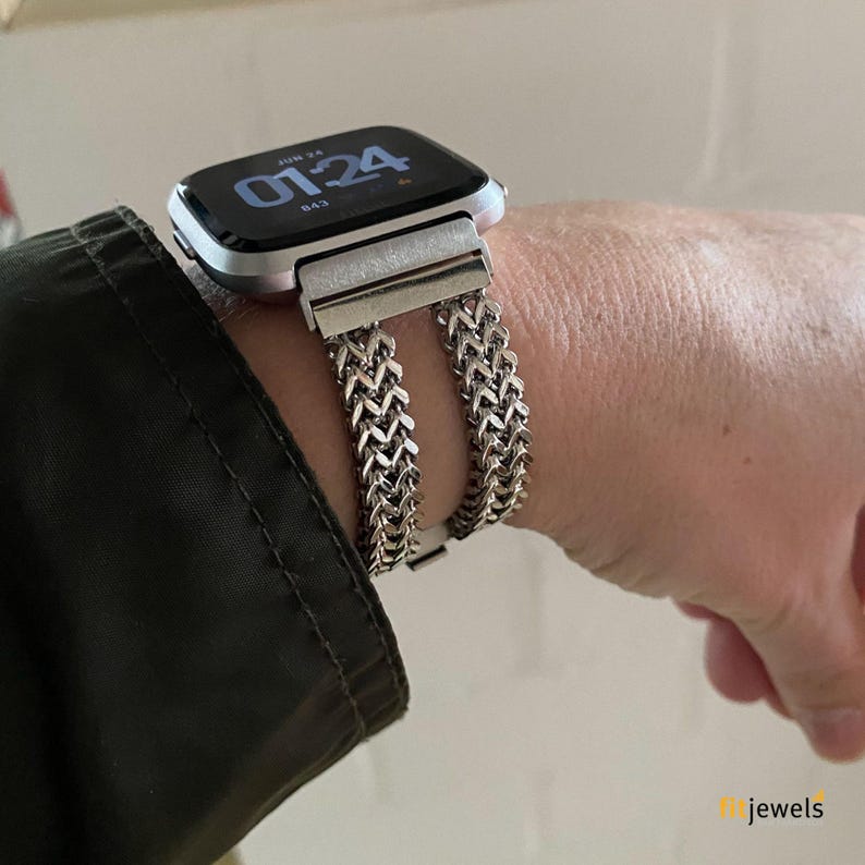 fitbit versa silver, fitbit versa 4, fitbit versa 3, fitbit versa 2, fitbit sense 2, fitbit sense, fitbit versa chaneband, fitbit versa kettenarmband