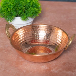 Handmade Pure Copper Kadai Versatile Cookware for Indian Cooking Authentic Gift for Home Chefs