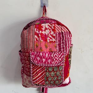 Cotton Patch Work Travel Quilted Backpack, Large Capacity Handbag, Travel Bag, Canvas Bag, Daily Bag, school backpack student zip school bag