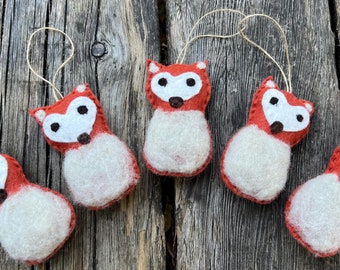 Fox ornament, Christmas tree decoration, gift topper, small gift, lightweight, decorations, wool felt, handmade, gift, woodland creatures,
