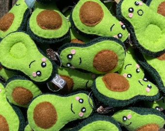 Felt Avocado Keychains, bag charms, backpacks pal, his and hers, key ring, handmade, gift, birthday present, stocking stuffer, boo basket