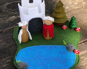 Felt Castle Play Mat with accessories.  EVERYTHING is included. Waldorf inspired, handmade toys, travel toys, birthday present, kids toy