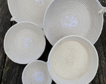 Handmade Cotton Rope Basket, tray, basket, home, gift basket, natural, 100% cotton, birthday, Thanksgiving, table setting, holidays
