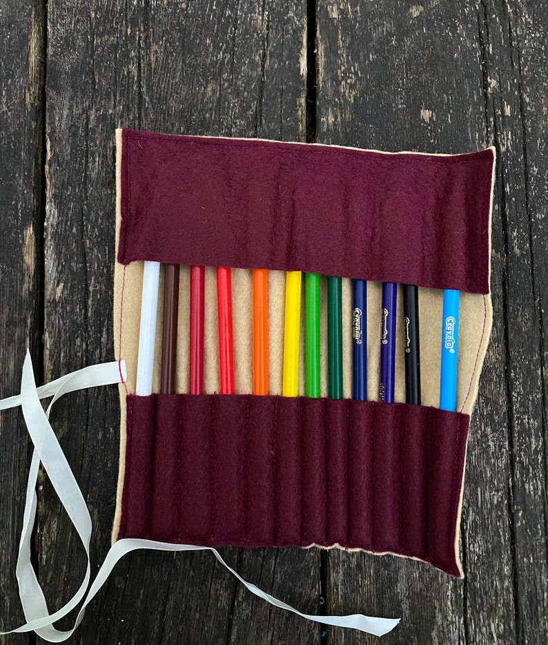 Pencil Travel Rolls With Felt Carrier and Coloring Pencils Etsy