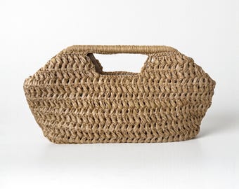 Handmade Raffia Crochet Tote, Boho Beach Bag