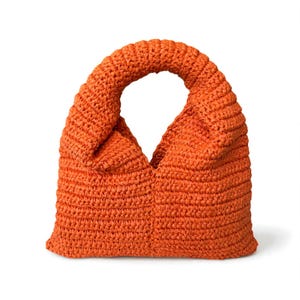 Orange Raffia Crochet Bag, Handmade Artisan Bag, Woven Straw Tote, Summer Beach Handbag – Boho Shoulder Bag, Eco-Friendly Gift for Her