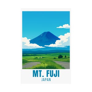 Mount Fuji Travel Poster - Minimalist Flat Vector Wall Art - Japan Nature Landscape Print