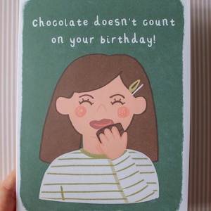 Chocolate Doesn't Count Birthday Card | Funny Birthday Card
