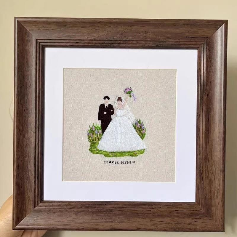 Custom Wedding Portrait Embroidery, Hand Embroidered Couple Art ...