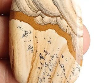 Foto jaspis cabochon | Aardse edelsteen, handgemaakte sieradenvoorraad (40 x 29 x 5 mm)
