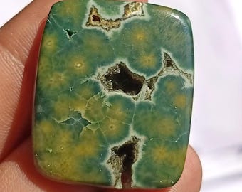 Cabujón druzy de jaspe oceánico / Piedra preciosa pulida para joyería / 33 x 28 x 5 mm / 39 cts / S639