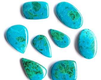 Natural Chrysocolla Cabochon Lot | Handmade Gemstones for Jewelry