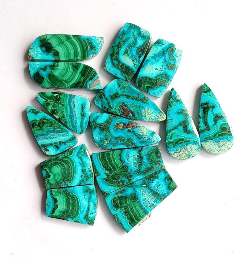 Hand polished chrysocolla malachite cabochon jewelry supply