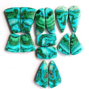Matching chrysocolla malachite cabochon pairs for jewelry making