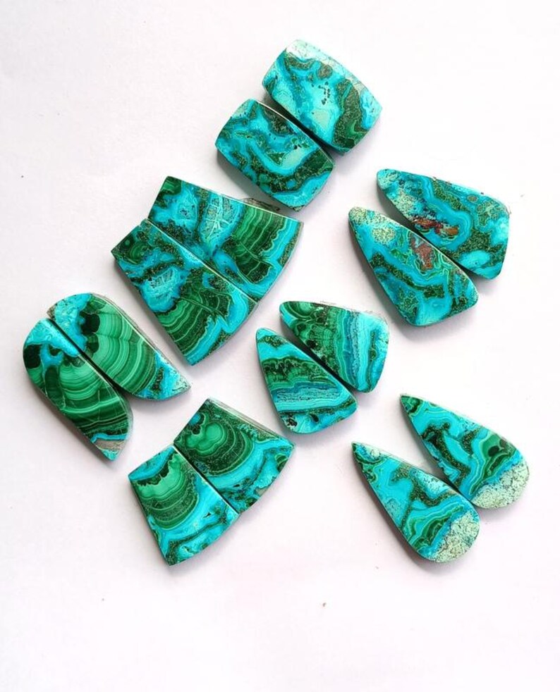 Natural chrysocolla malachite stones for earrings and pendants