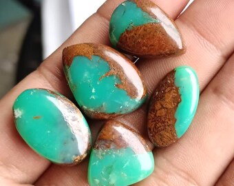 Chrysoprase Gemstone Cabochons | 5 Pcs Green Healing Crystals