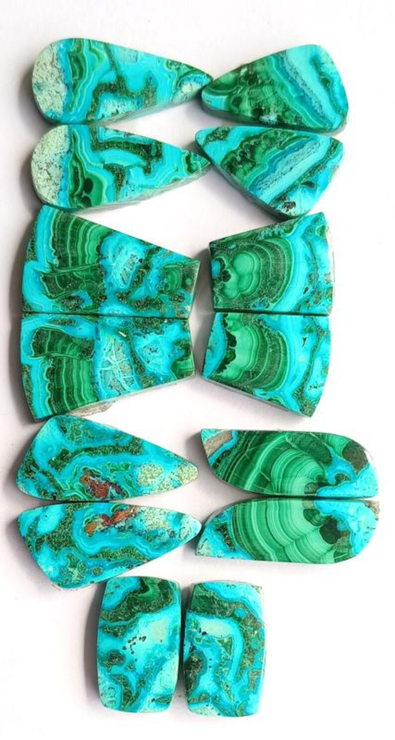 Green blue chrysocolla malachite gemstone cabochon lot