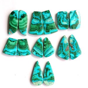Chrysocolla malachite cabochon pair angled image