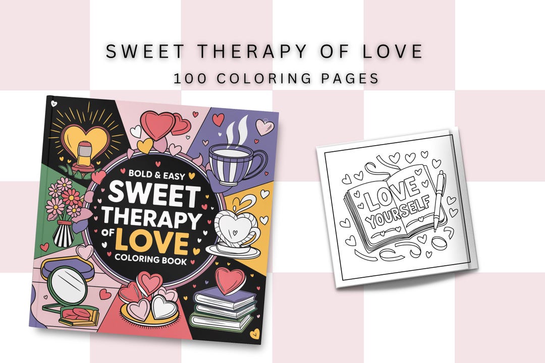 Coloring Pages for Adults, Printable PLR Art Sweet Therapy of Love ...