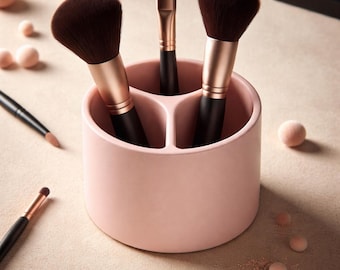 Organizador de maquillaje moderno y porta brochas / Almacenamiento de cosméticos para tocador y baño