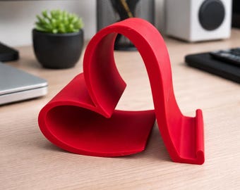 Suporte para Smartphone em Formato de Coração | Suporte Romântico para Celular de Mesa