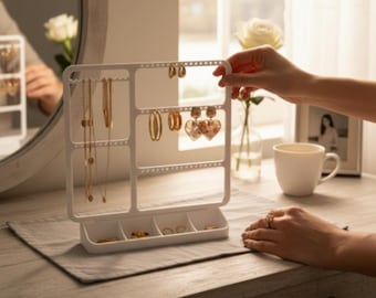 Organizador de joyas moderno / Almacenamiento minimalista de joyas para tocador