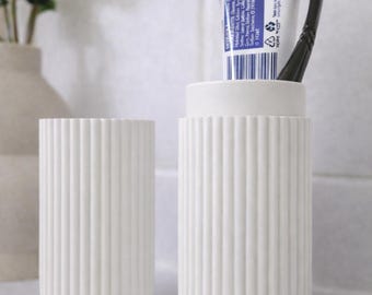 Estojo de viagem com textura canelada para escova e pasta de dentes | Organizador minimalista para banheiro de viagem | Presente ideal para viajantes