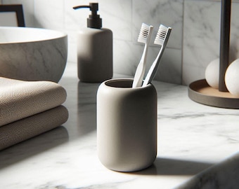 Modern Rounded Toothbrush Holder | Bathroom Countertop Organiser